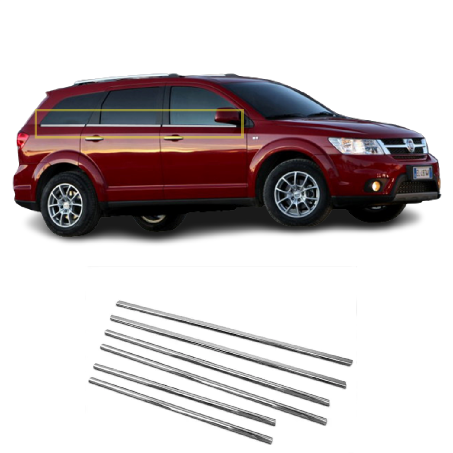 Fiat Freemont Krom Cam Çıtası 6 Prç 2011 ve Üzeri P.Çelik