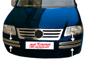 VW Caddy Krom Ön Tampon Kaşı 4 Prç 2003-2010 Paslanmaz Çelik