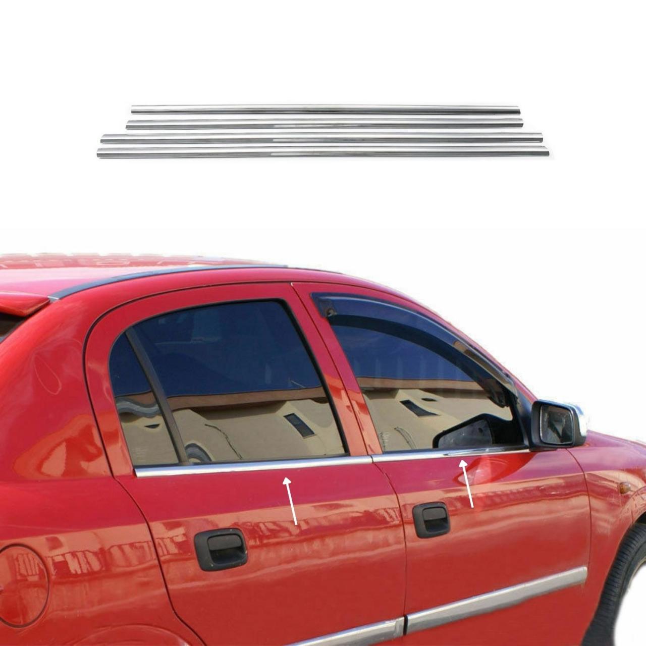 Opel Astra G HB Krom Cam Çıtası Tk 2001-2009 4Prç Paslanmaz Çelik